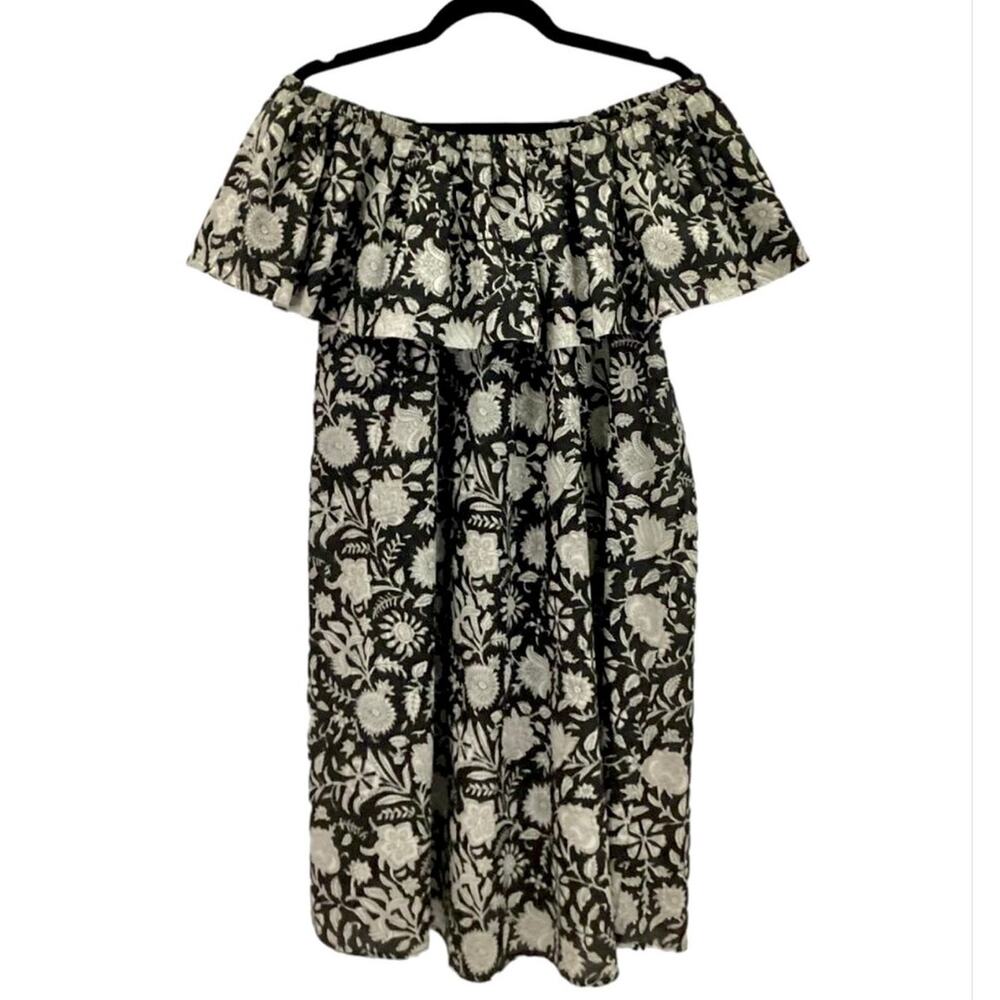 Emerson Fry India Daphne Dress Off Shoulder Floral Black White Small